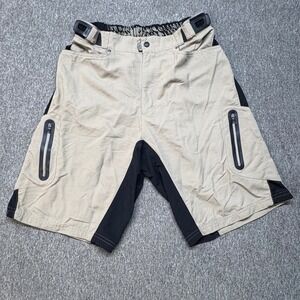 Zoic Mens Mountain Bike Shorts Tan Black XL Cargo MTB Cycling Pockets Adjustable
